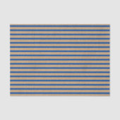 Nautical Navy Blue Lines Faux Rustic Brown Kraft Tissuepapier (Voorkant)