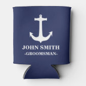 Nautical Navy Blue met White Anchor Groomsman Blikjeskoeler (Voorkant)