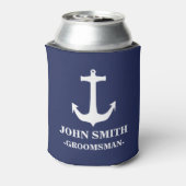 Nautical Navy Blue met White Anchor Groomsman Blikjeskoeler (Blikje Achterkant)