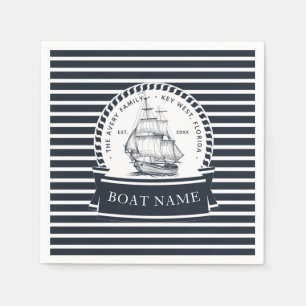 Nautical Navy Blue Modern, gepersonaliseerd Servet