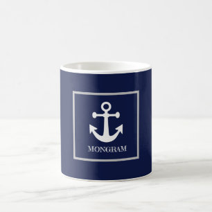 Nautical Navy Blue Name Anchor Koffiemok