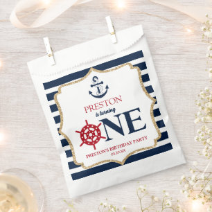 Nautical Navy Blue ONE Eerste 1e verjaardagsfeestj Bedankzakje