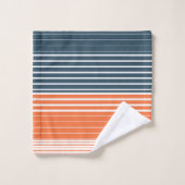 Nautical Navy Blue Oranje Stripes Bad Handdoek (Wasdoekje)