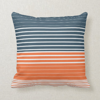 Nautical Navy Blue Oranje Stripes Kussen