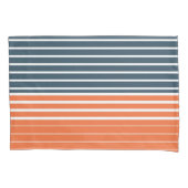 Nautical Navy Blue Oranje Stripes Kussensloop (Voorkant-Links)