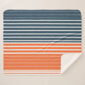 Nautical Navy Blue Oranje Stripes Sherpa Deken (Voorkant (horizontaal))