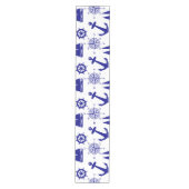 Nautical Navy Blue Pattern Medium Tafelloper (Voorkant)