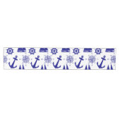 Nautical Navy Blue Pattern Medium Tafelloper (Horizontaal)