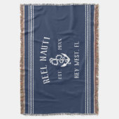 Nautical Navy Blue Rustic Anchor Boat Name Deken (Voorkant Verticaal)