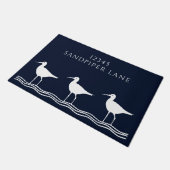 Nautical Navy Blue Sandpipers Adres Deurmat (Schuin)