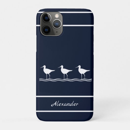 Nautical Navy Blue Sandpipers Birds Case-Mate iPhone Case (Achterkant)