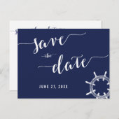 Nautical Navy Blue Save the Date Briefkaarten (Voorkant / Achterkant)