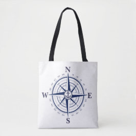 Nautical navy blue ship compass/anchor, zaktas draagtas