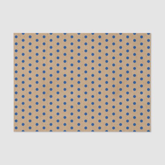 Nautical Navy Blue Stippen Faux Rustic Brown Kraft Tissuepapier (Voorkant)