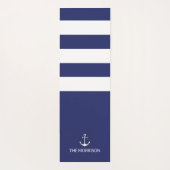 Nautical navy blue strees bootnaamanker yogamat (Achterkant)