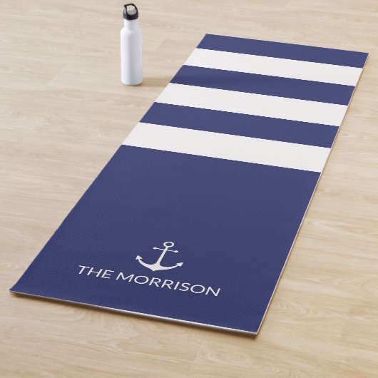 Nautical navy blue strees bootnaamanker yogamat (In situ)