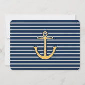 Nautical Navy Blue Stripes Anker Kaart (Achterkant)