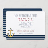 Nautical Navy Blue Stripes Anker Kaart (Voorkant / Achterkant)