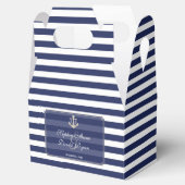 Nautical Navy Blue Stripes Silver Wedding Bedankdoosjes (Geopend)