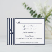 Nautical Navy Blue Swallows RSVP 3 Menu Choix (Debout devant)