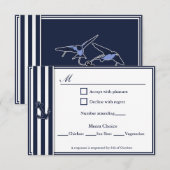 Nautical Navy Blue Swallows RSVP 3 Menu Choix (Devant / Derrière)
