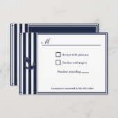 Nautical Navy Blue Swallows RSVP Invitiation (Voorkant / Achterkant)