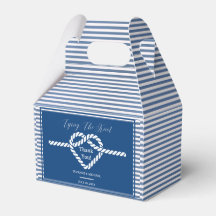 Nautical Navy Blue Tying Knot Stripes Bruiloft