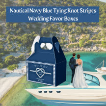Nautical Navy Blue Tying Knot Stripes Bruiloft