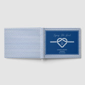 Nautical Navy Blue Tying Knot Stripes Bruiloft Gastenboek (Volledig)
