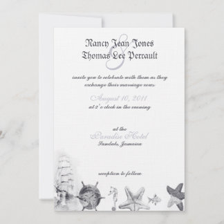 Nautical Navy Blue Wedding Invitation Kaart