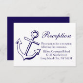Nautical Navy Blue Wedding Reception Ship Anchor Informatiekaartje (Voorkant / Achterkant)