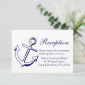 Nautical Navy Blue Wedding Reception Ship Anchor Informatiekaartje (Staand voorkant)