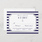 Nautical Navy Blue Wedding RSVP Kaart Meal Choice (Voorkant / Achterkant)