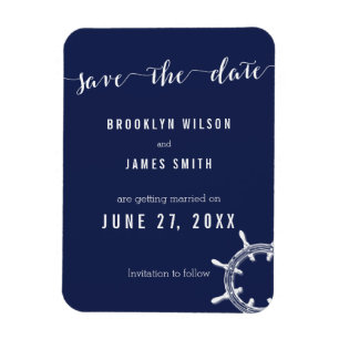 Nautical Navy Blue Wedding Save the Date Magnets Magneet