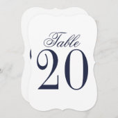 Nautical Navy Blue Wedding Table Number Kaart (Voorkant / Achterkant)