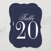 Nautical Navy Blue Wedding Table Number Kaart (Voorkant / Achterkant)