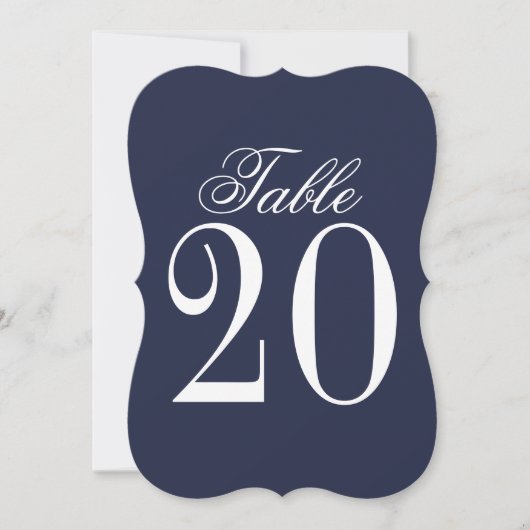Nautical Navy Blue Wedding Table Number Kaart (Voorkant)