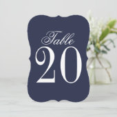Nautical Navy Blue Wedding Table Number Kaart (Staand voorkant)