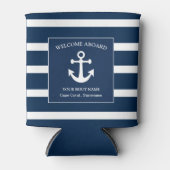 Nautical Navy Blue Welcome Aboard Name Anchor Blikjeskoeler (Voorkant)
