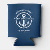 Nautical Navy Blue Welcome Aboard Name Anchor Blikjeskoeler (Voorkant)