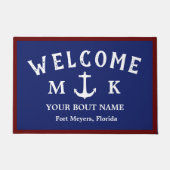 Nautical Navy Blue Welcome Aboard Name Anchor Deurmat (Voorkant)