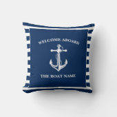 Nautical Navy Blue Welcome Aboard Name Anchor Kussen (Voorkant)