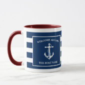 Nautical Navy Blue Welcome Aboard Name Anchor Mok (Links)