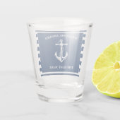 Nautical Navy Blue Welcome Aboard Name Anchor Shot Glas (Achterkant)