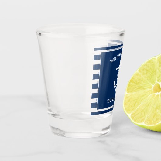Nautical Navy Blue Welcome Aboard Name Anchor Shot Glas (Links)
