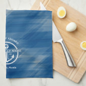 Nautical Navy Blue Welcome Aboard Name Anchor Theedoek (Quarter Fold)