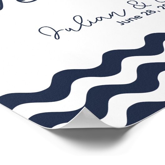 Nautical Navy Blue Welkom bij onze trouwafdruk Poster (Hoek)