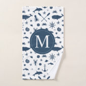 Nautical Navy Blue Whale Dolphin Anchor Bad Handdoek (Handdoek)