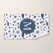 Nautical Navy Blue Whale Dolphin Anchor Bad Handdoek (Handdoek)