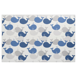 Nautical Navy Blue Whale Ocean Animals Zee Life Stof